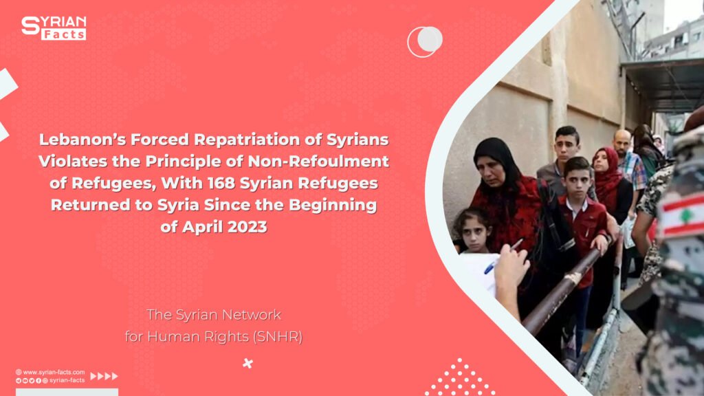 Lebanon’s Forced Repatriation of Syrians Violates the Principle of Non-Refoulment of Refugees, With 168 Syrian Refugees Returned to Syria Since the Beginning of April 2023